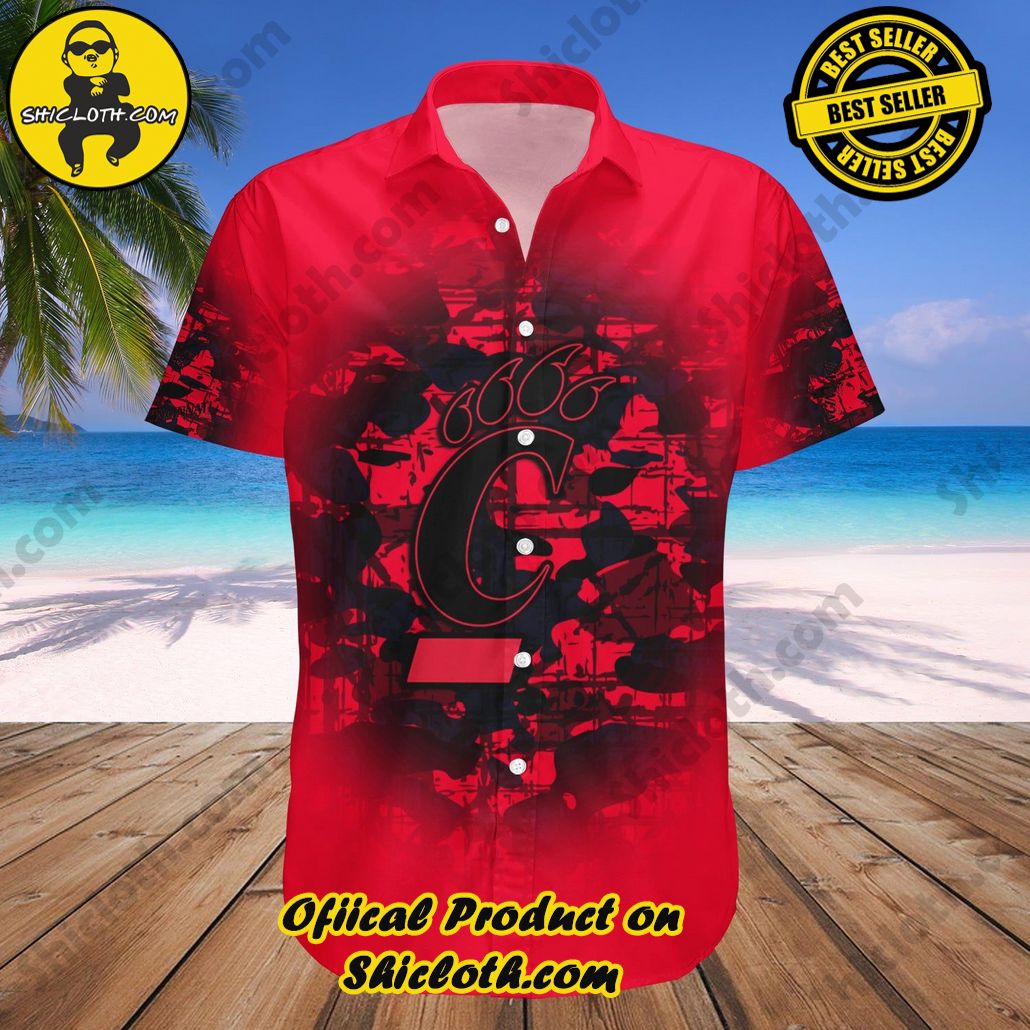 Cincinnati Bearcats NCAA Us Flag Hawaiian Shirt Custom Summer Aloha Shirt
