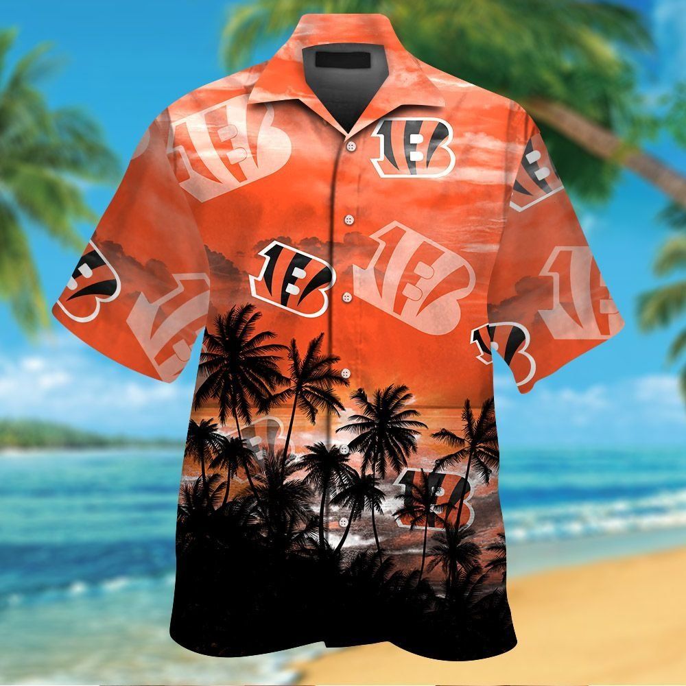 Cincinnati Bengals Short Sleeve Button Up Tropical Hawaiian Shirt VER023