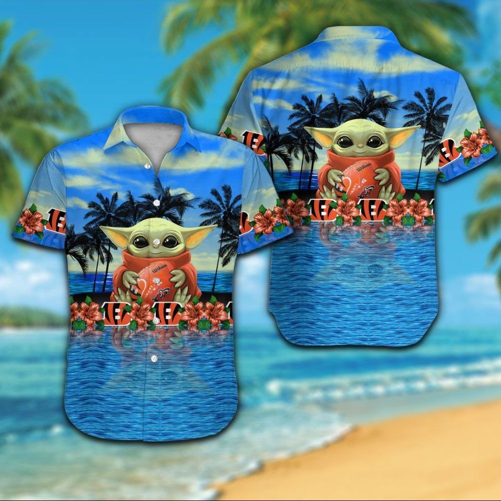 Cincinnati Bengals Short Sleeve Button Up Tropical Hawaiian Shirt VER03