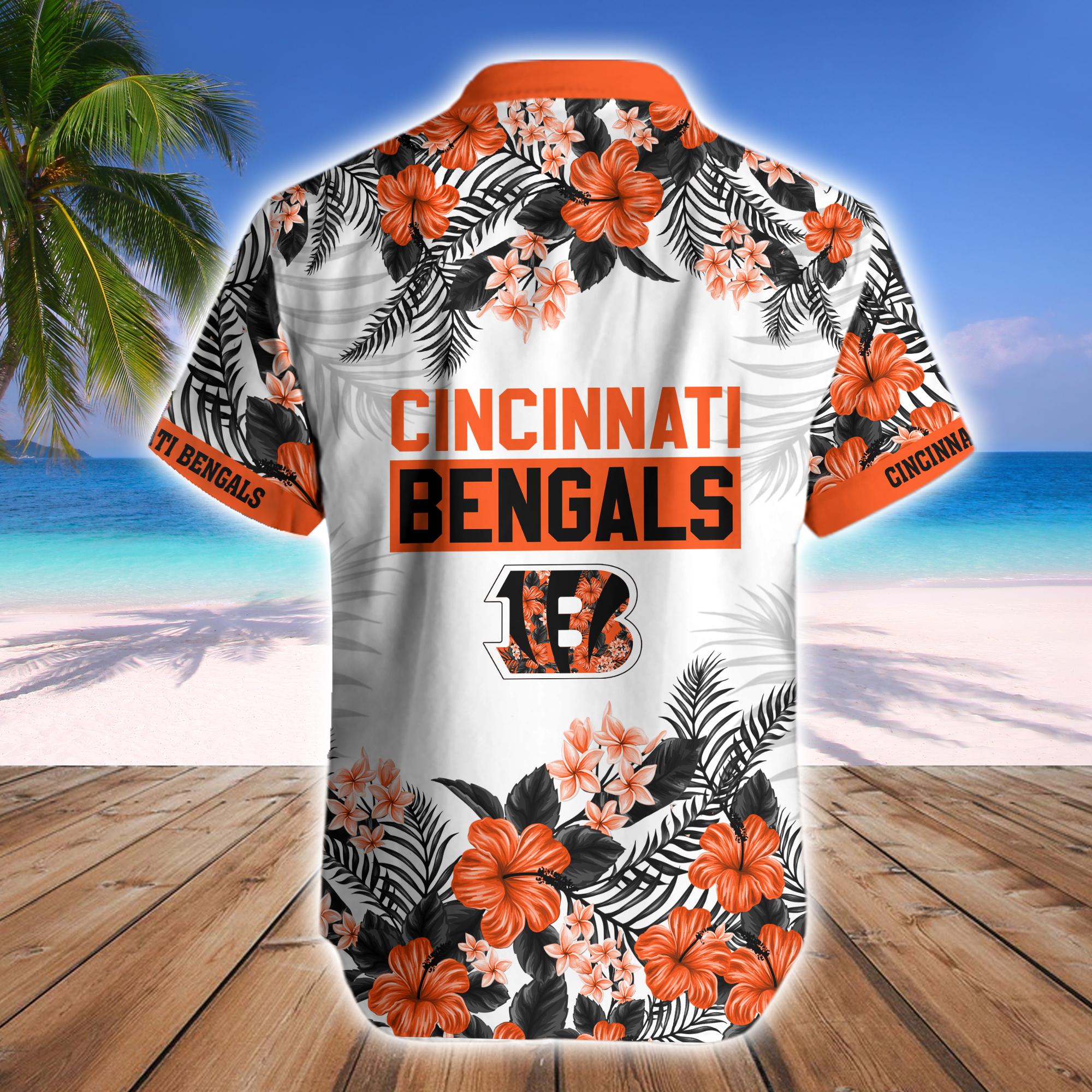 Cincinnati Bengals Tropical Hawaiian Fan Shirt Shorts Tiger Zone