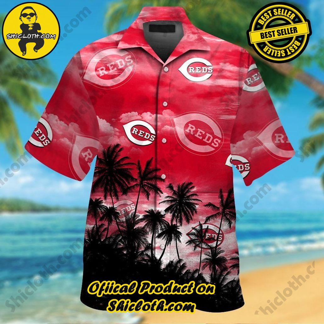 Cincinnati Reds Short Sleeve Button Up Tropical Hawaiian Shirt VER04
