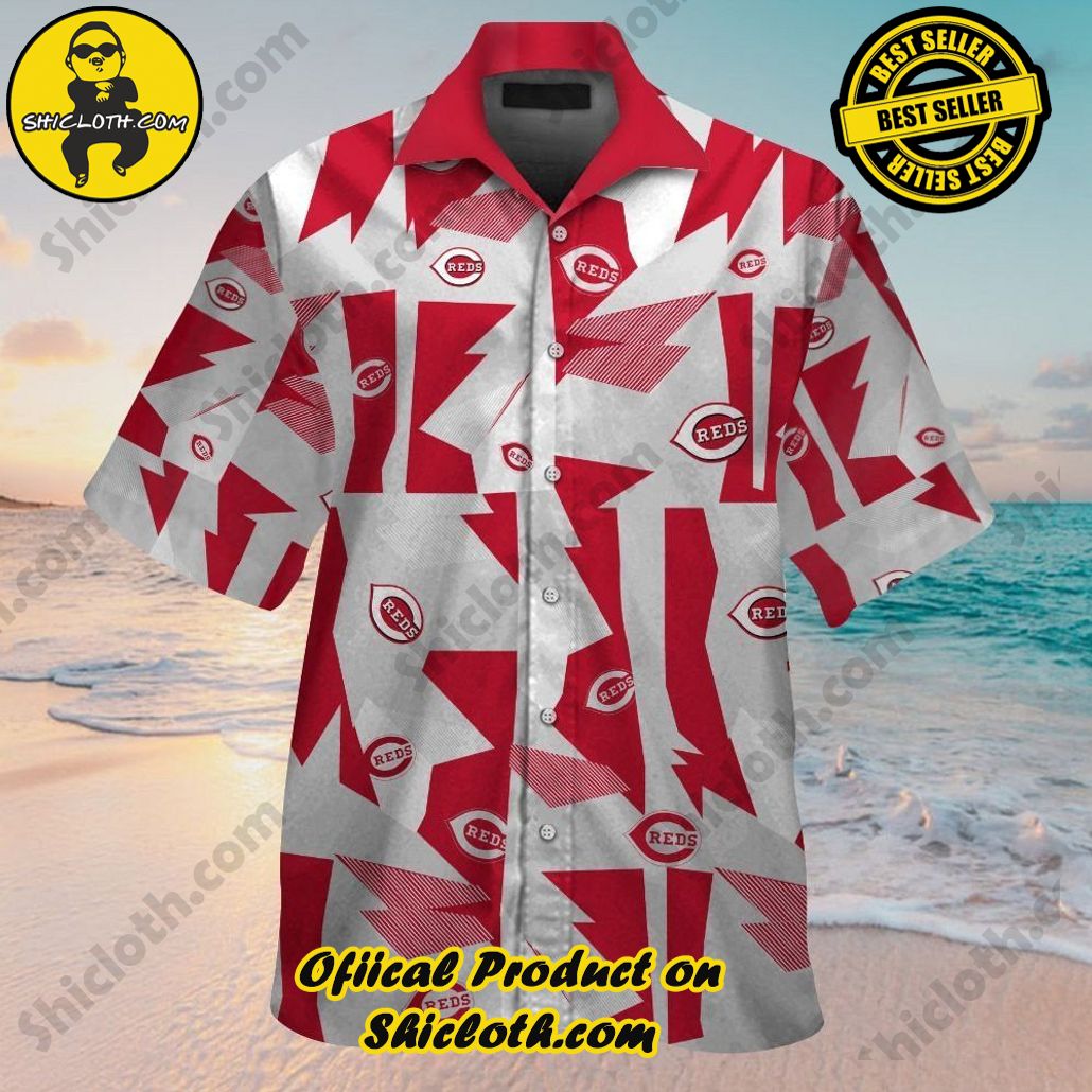 Cincinnati Reds Short Sleeve Button Up Tropical Hawaiian Shirt VER07