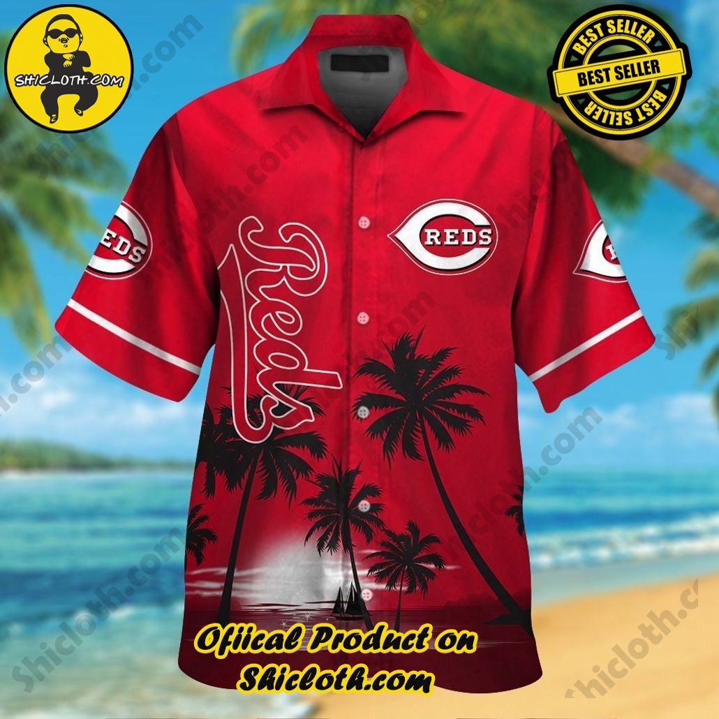 Cincinnati Reds Short Sleeve Button Up Tropical Hawaiian Shirt VER09