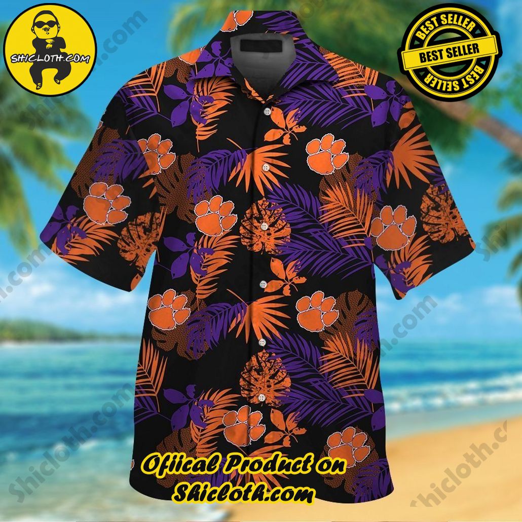 Clemson Tigers Short Sleeve Button Up Tropical Hawaiian Shirt VER03