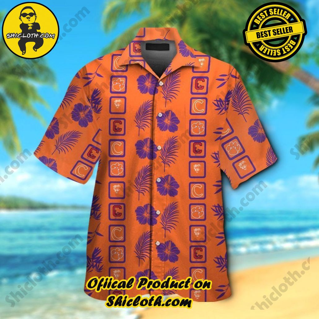 Clemson Tigers Short Sleeve Button Up Tropical Hawaiian Shirt VER04
