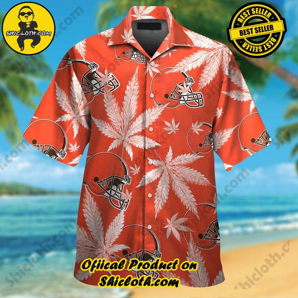Cleveland Browns Short Sleeve Button Up Tropical Hawaiian Shirt VER025