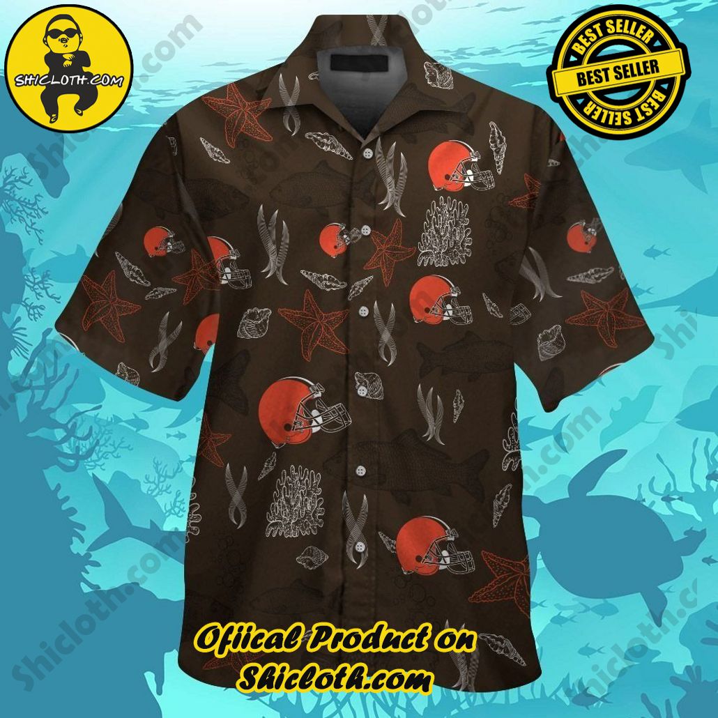 Cleveland Browns Short Sleeve Button Up Tropical Hawaiian Shirt VER027