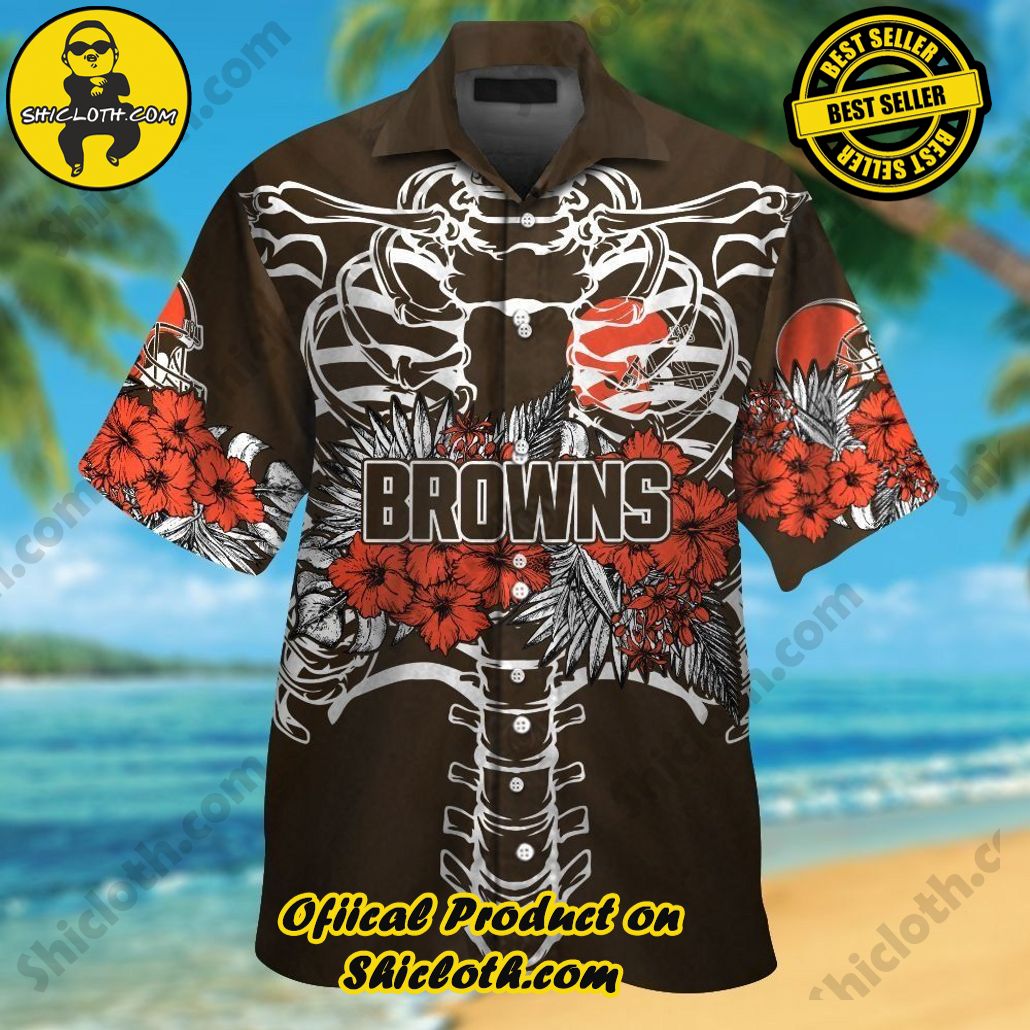 Cleveland Browns Short Sleeve Button Up Tropical Hawaiian Shirt VER029