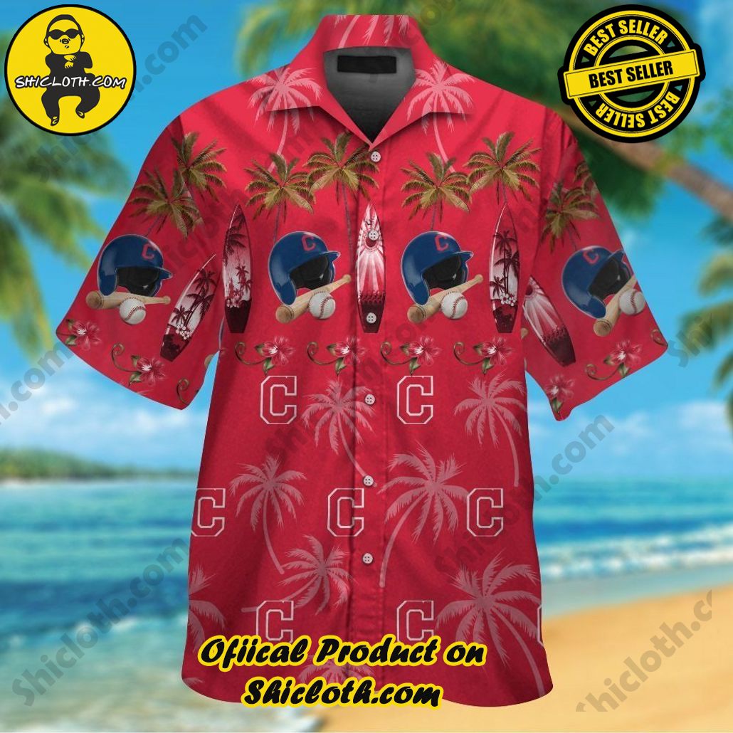Cleveland Indians Short Sleeve Button Up Tropical Hawaiian Shirt VER08