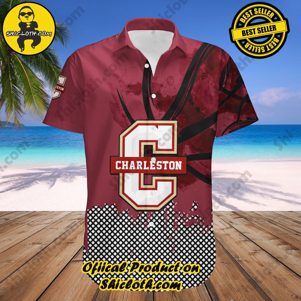College Of Charleston Cougars Hawaii Shirt Basketball Net Grunge Pattern NCAA