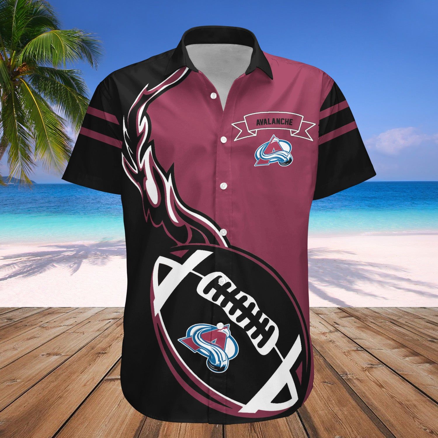 Colorado Avalanche Hawaii Shirt Flame Ball NHL