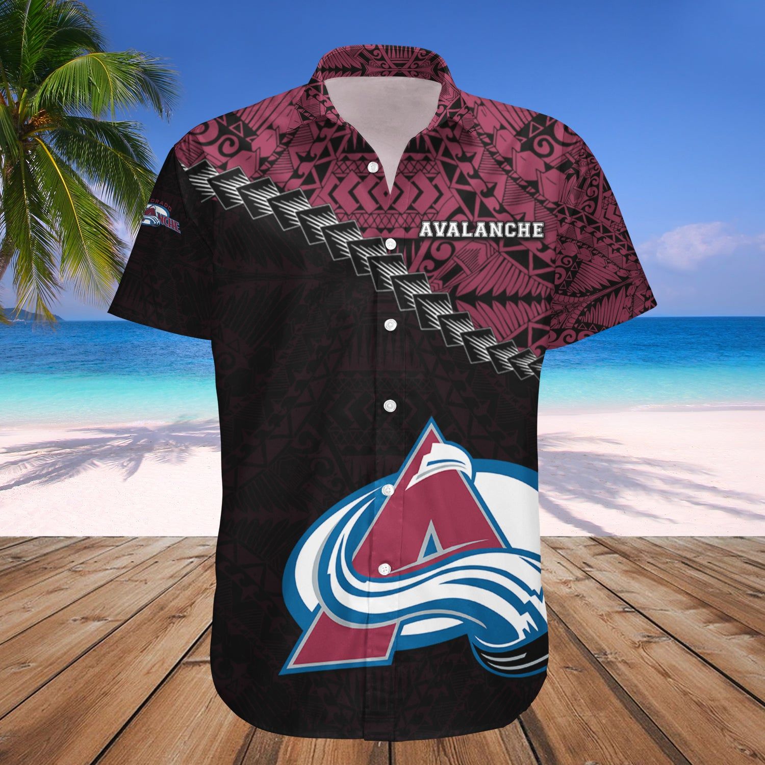 Colorado Avalanche Hawaii Shirt Grunge Polynesian Tattoo NHL