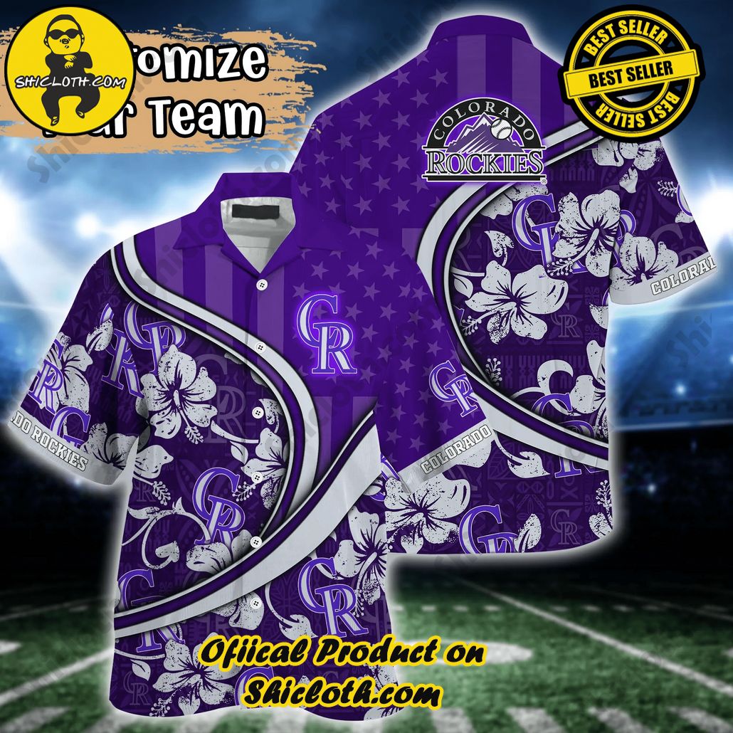 Colorado Rockies Short Sleeve Button Up Tropical Hawaiian Shirt VER01