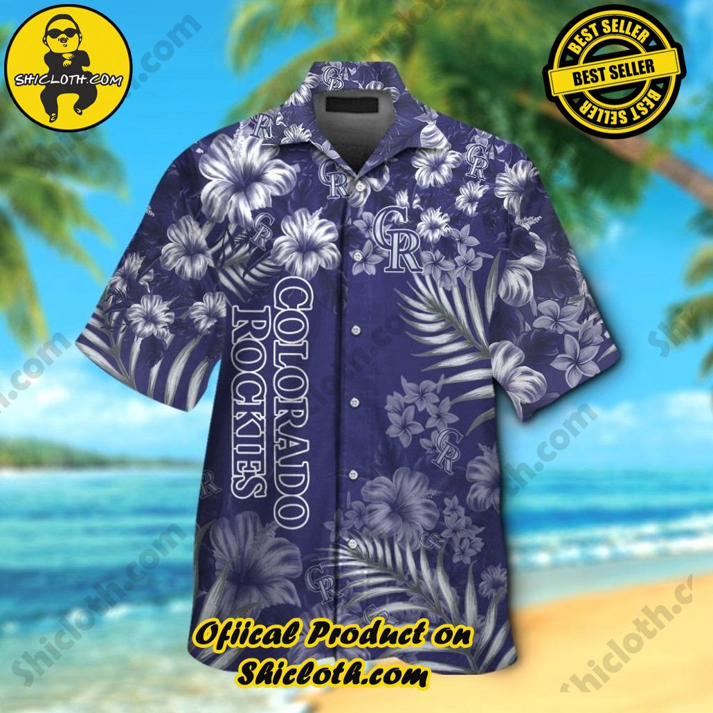Colorado Rockies Short Sleeve Button Up Tropical Hawaiian Shirt VER010