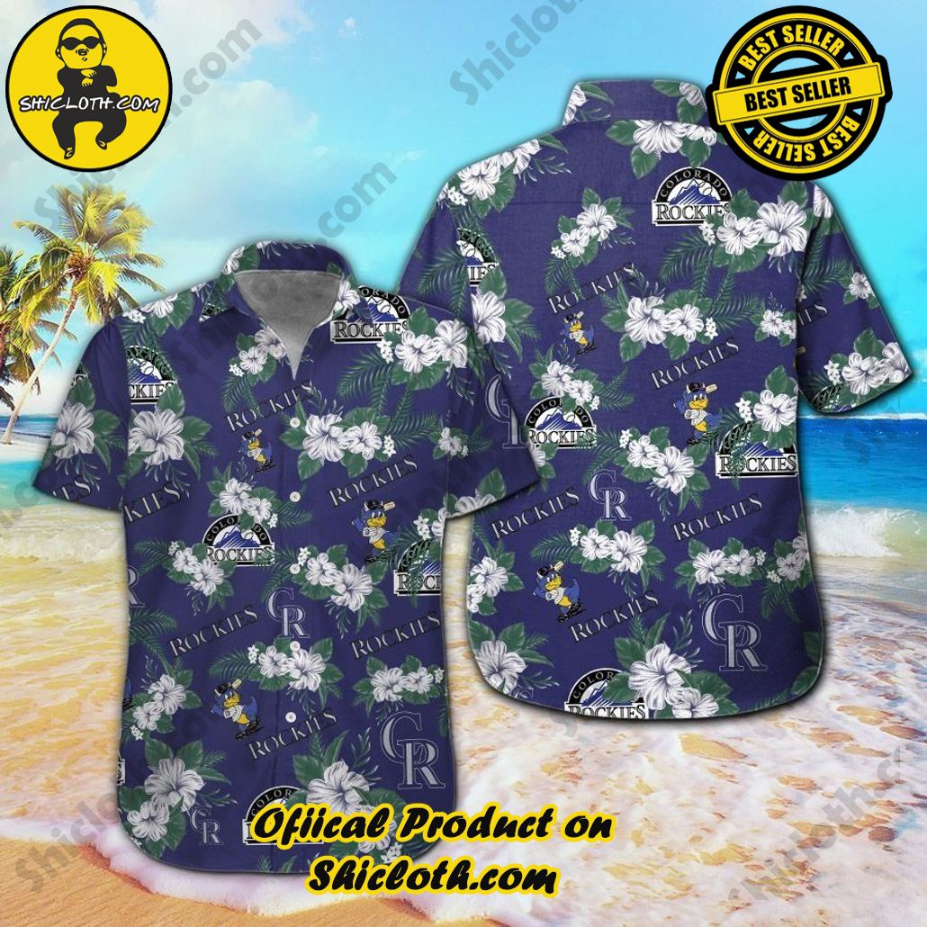 Colorado Rockies Short Sleeve Button Up Tropical Hawaiian Shirt VER012