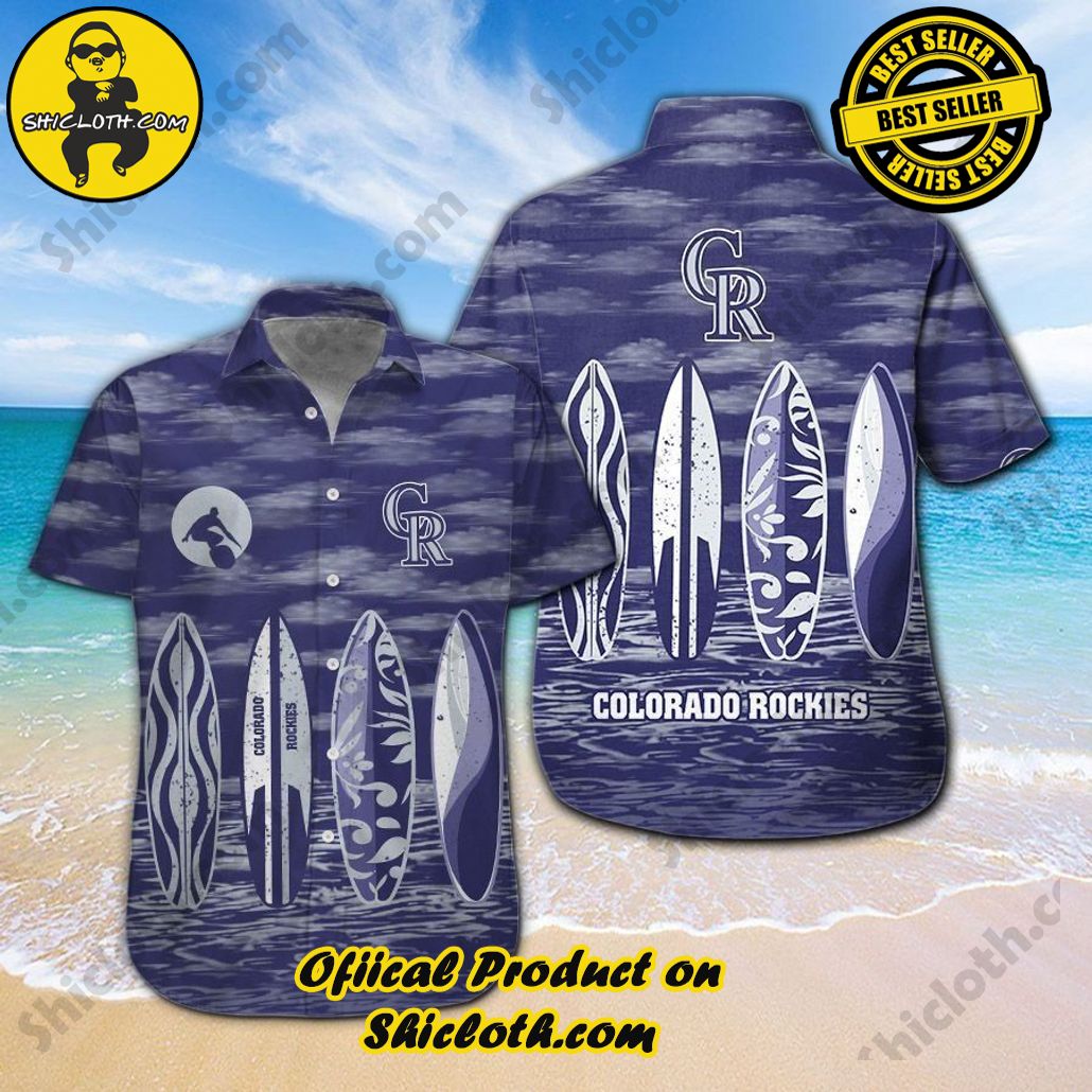 Colorado Rockies Short Sleeve Button Up Tropical Hawaiian Shirt VER012