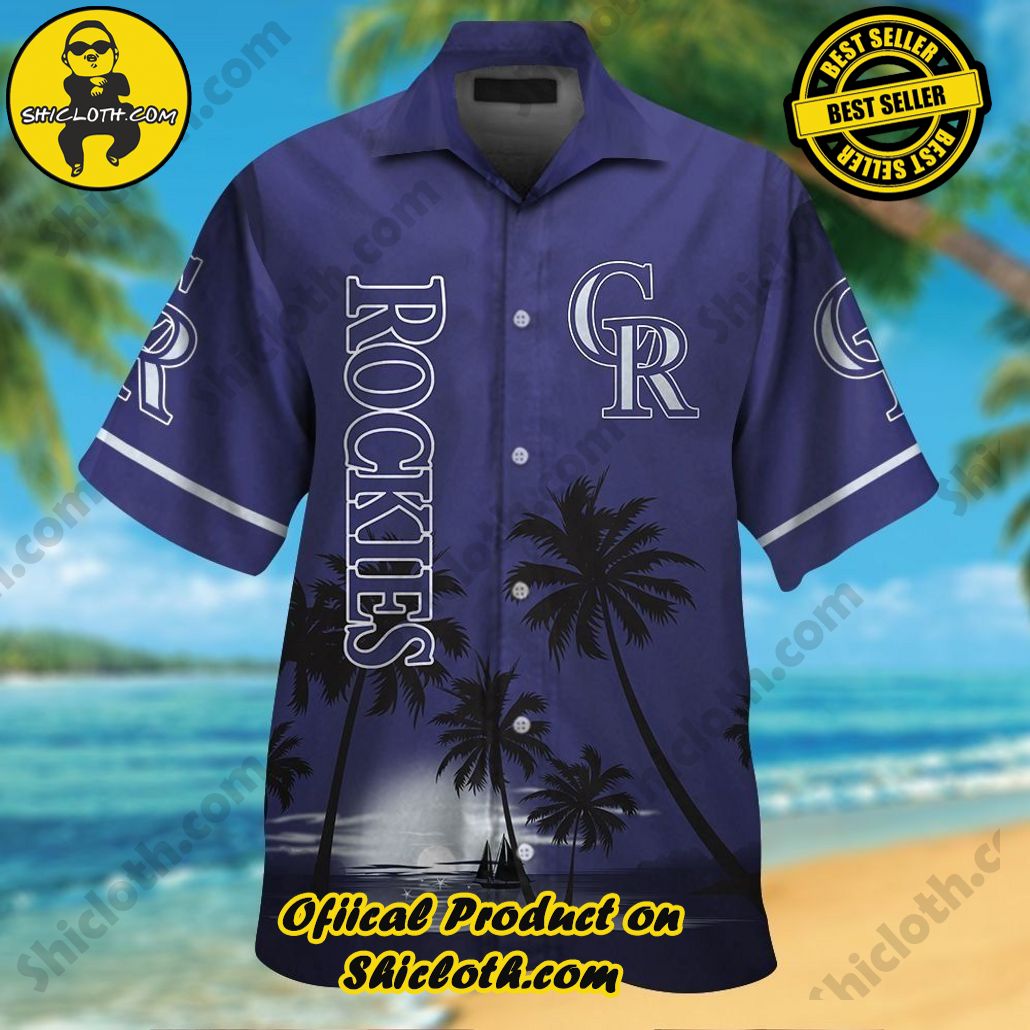 Colorado Rockies Short Sleeve Button Up Tropical Hawaiian Shirt VER06