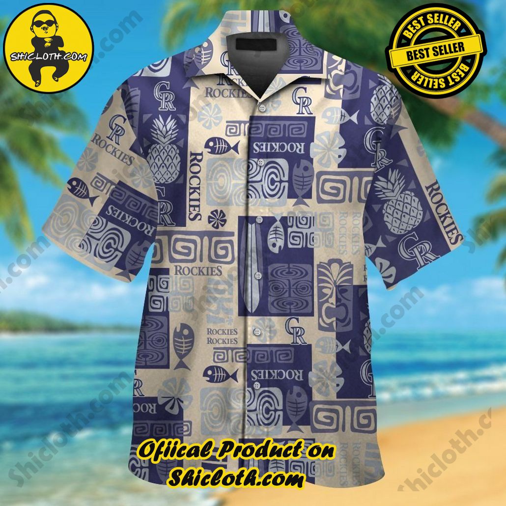 Colorado Rockies Short Sleeve Button Up Tropical Hawaiian Shirt VER07