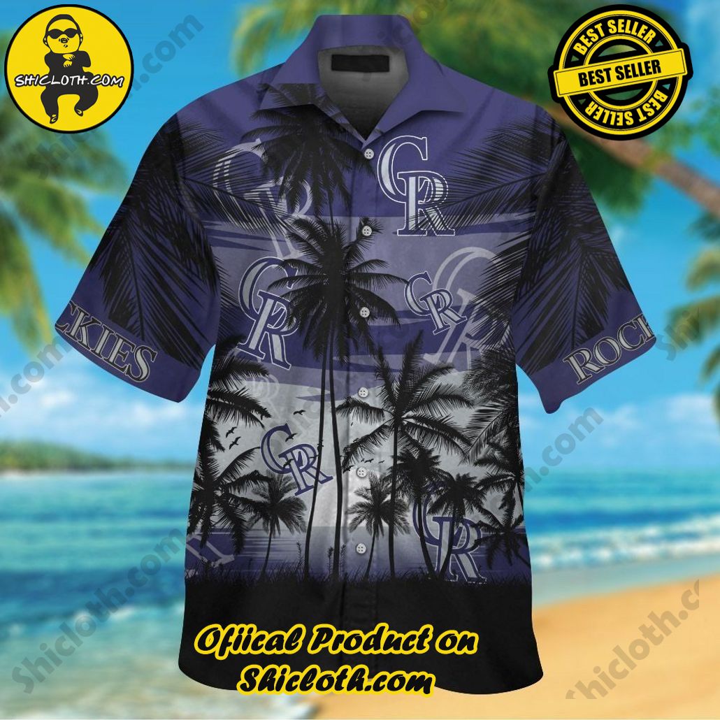 Colorado Rockies Short Sleeve Button Up Tropical Shirt Hawaiian Shirt