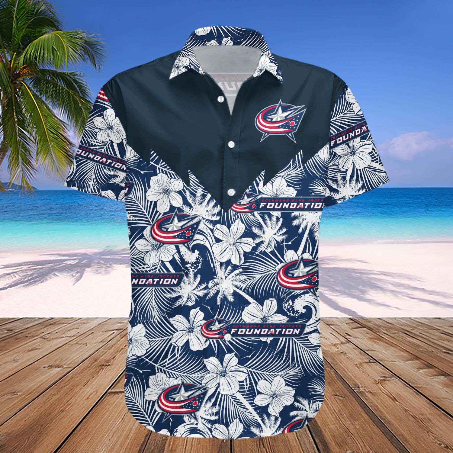 Columbus Blue Jackets Hawaii Shirt Tropical Seamless- NHL