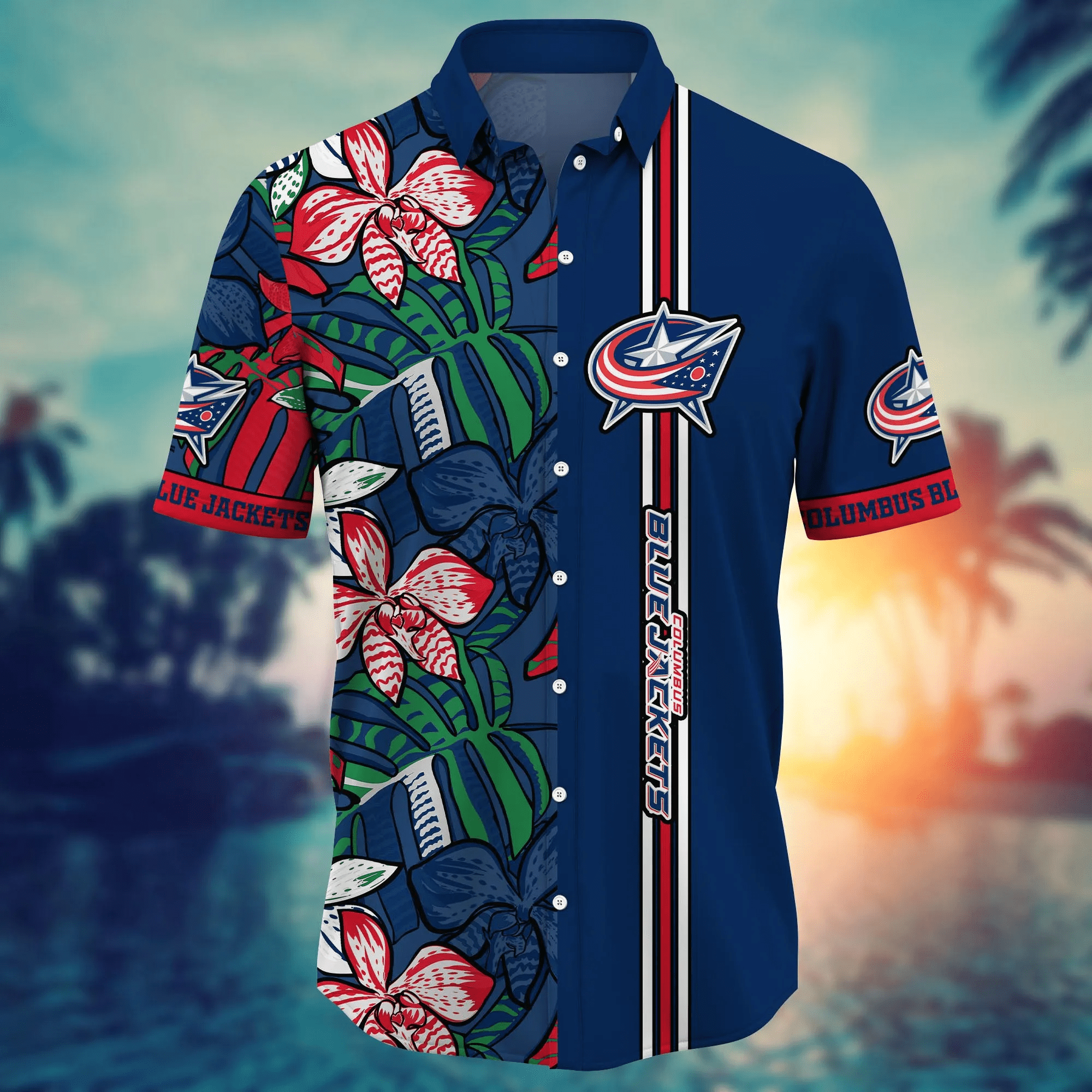 Columbus Blue Jackets NHL Hawaiian Shirt Camping Aloha Shirt Columbus Blue Jackets NHL Hawaiian Shirt Camping Aloha Shirt
