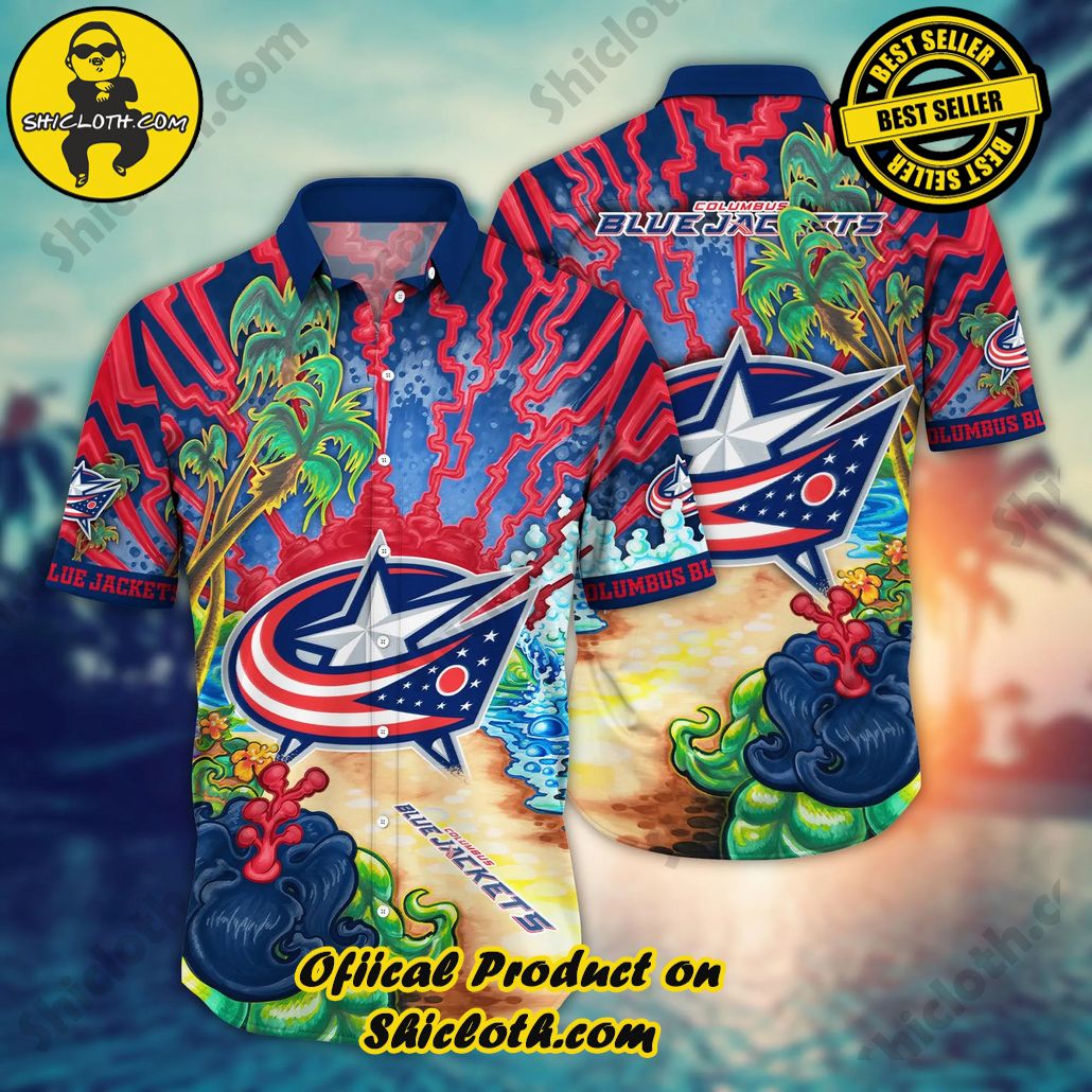Columbus Blue Jackets NHL Hawaiian Shirt Summer Nightstime Aloha Shirt