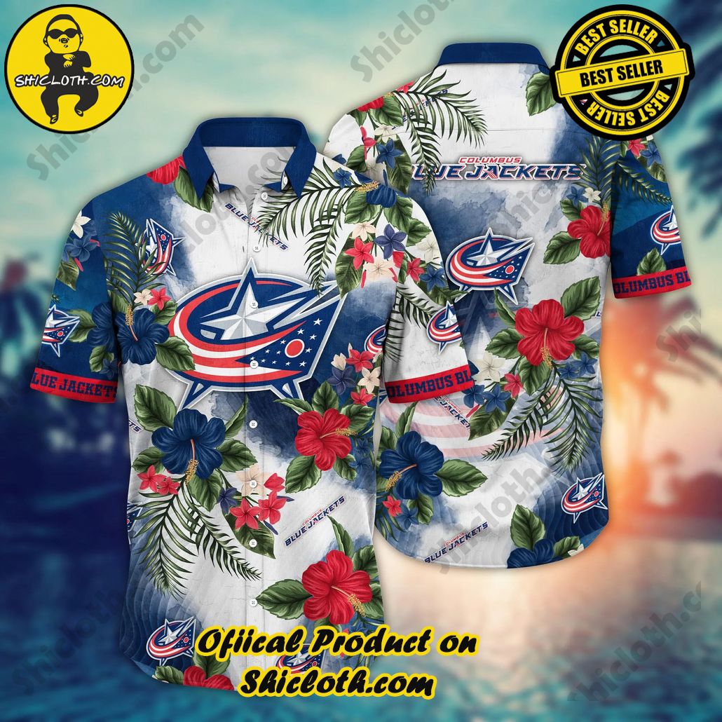Columbus Blue Jackets NHL Hawaiian Shirt Warm Daystime Aloha Shirt