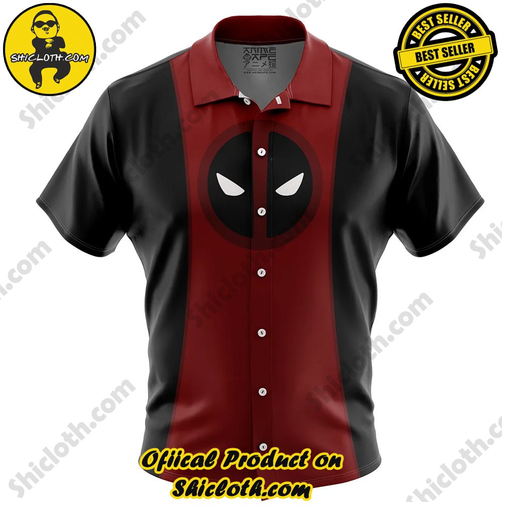 deadpool marvel comics button up hawaiian shirt 1 uHmnw