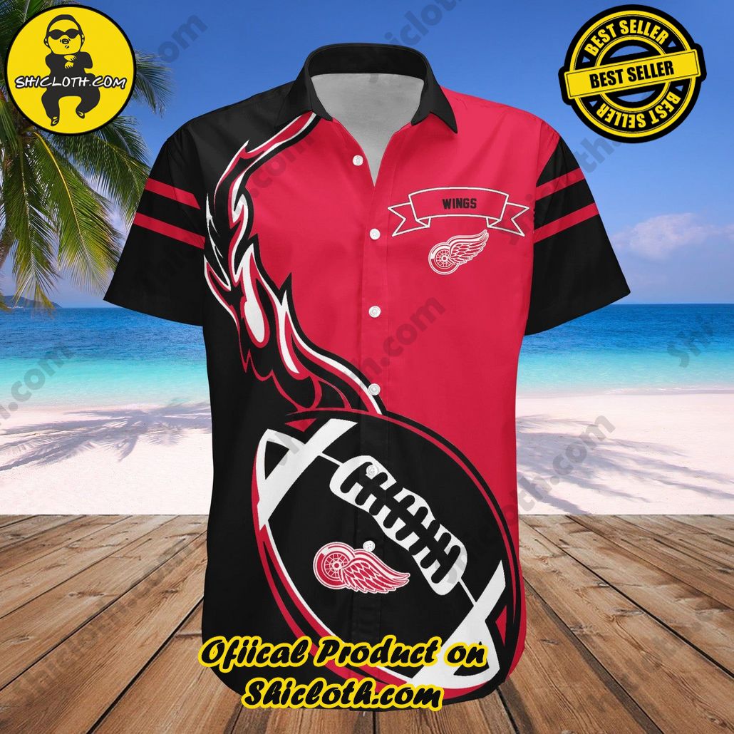 Detroit Red Wings Hawaii Shirt Flame Ball NHL