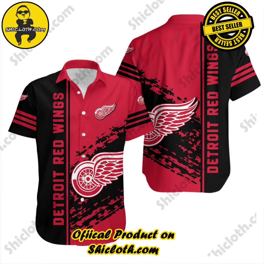 Detroit Red Wings Hawaiian Shirt Quarter Style NHL