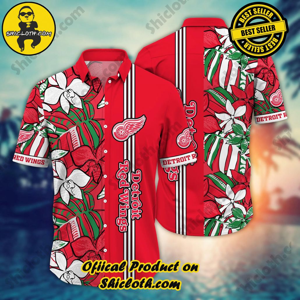 Detroit Red Wings NHL Hawaiian Shirt Air Conditioning Aloha Shirt