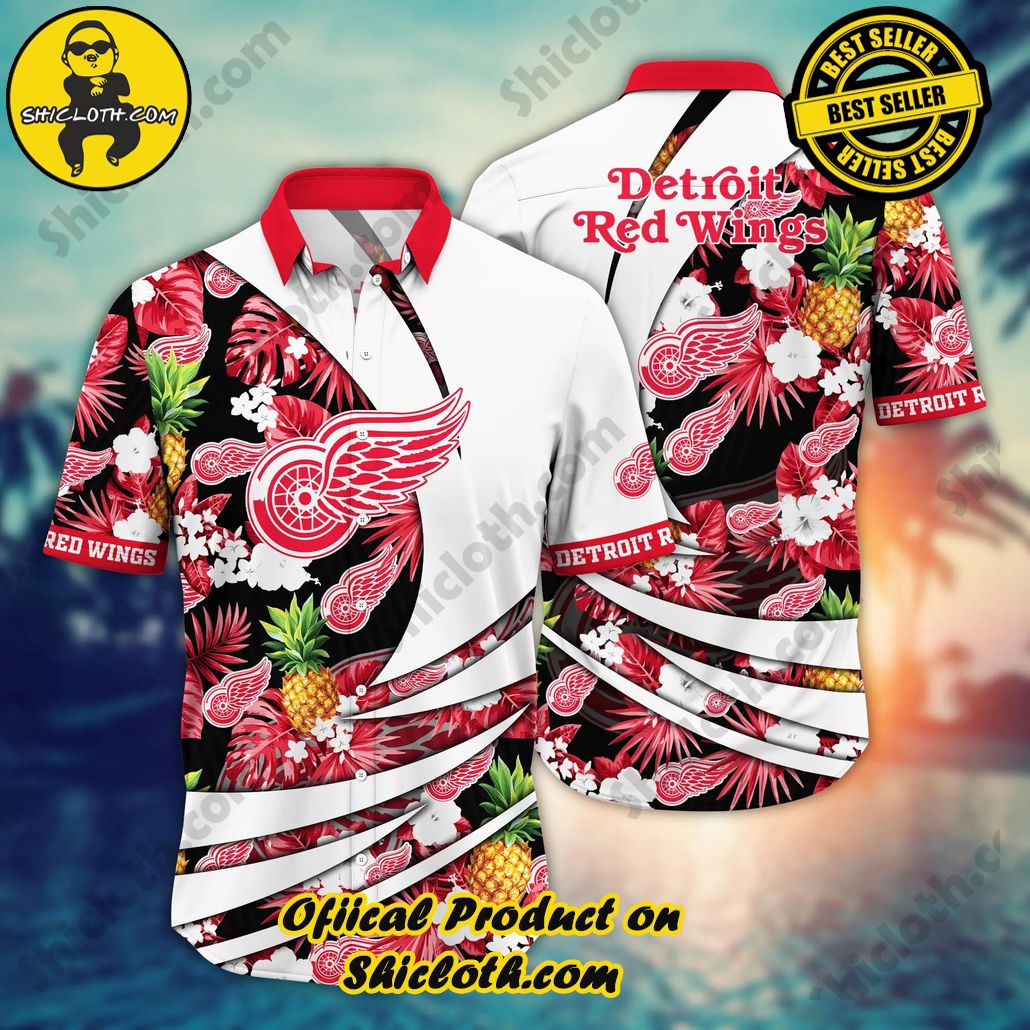 Detroit Red Wings NHL Hawaiian Shirt July Aloha Shirt