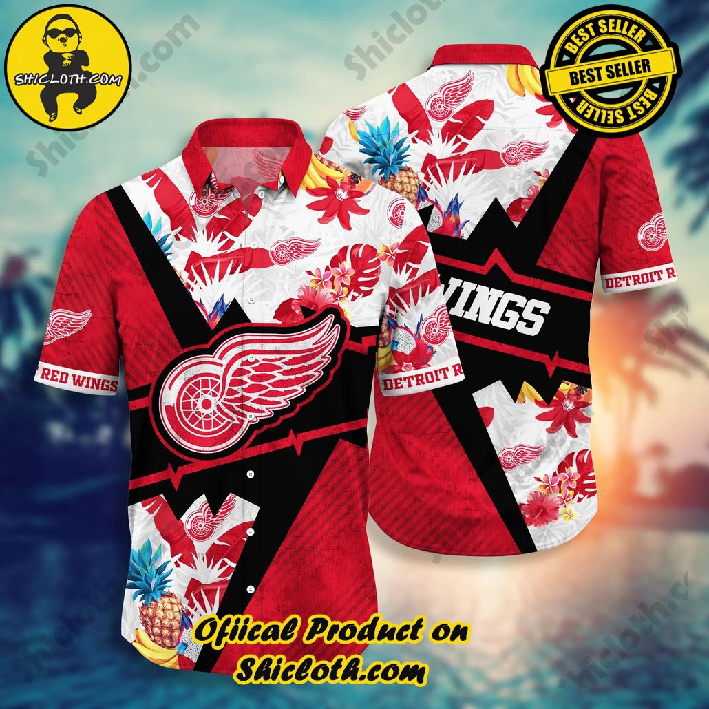 Detroit Red Wings NHL Hawaiian Shirt Summer Nights Aloha Shirt