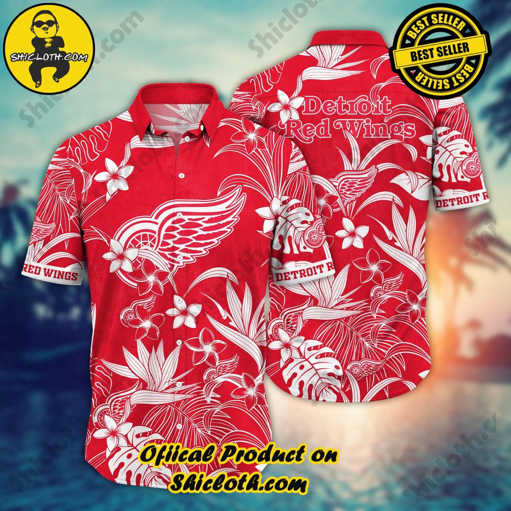 Detroit Red Wings NHL Hawaiian Shirt Sun Dressestime Aloha Shirt