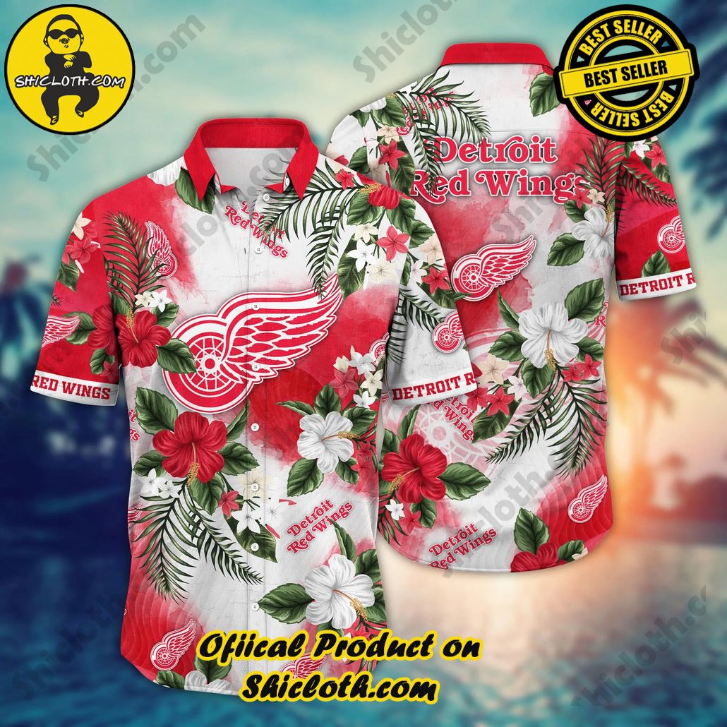 Detroit Red Wings NHL Hawaiian Shirt Warm Daystime Aloha Shirt