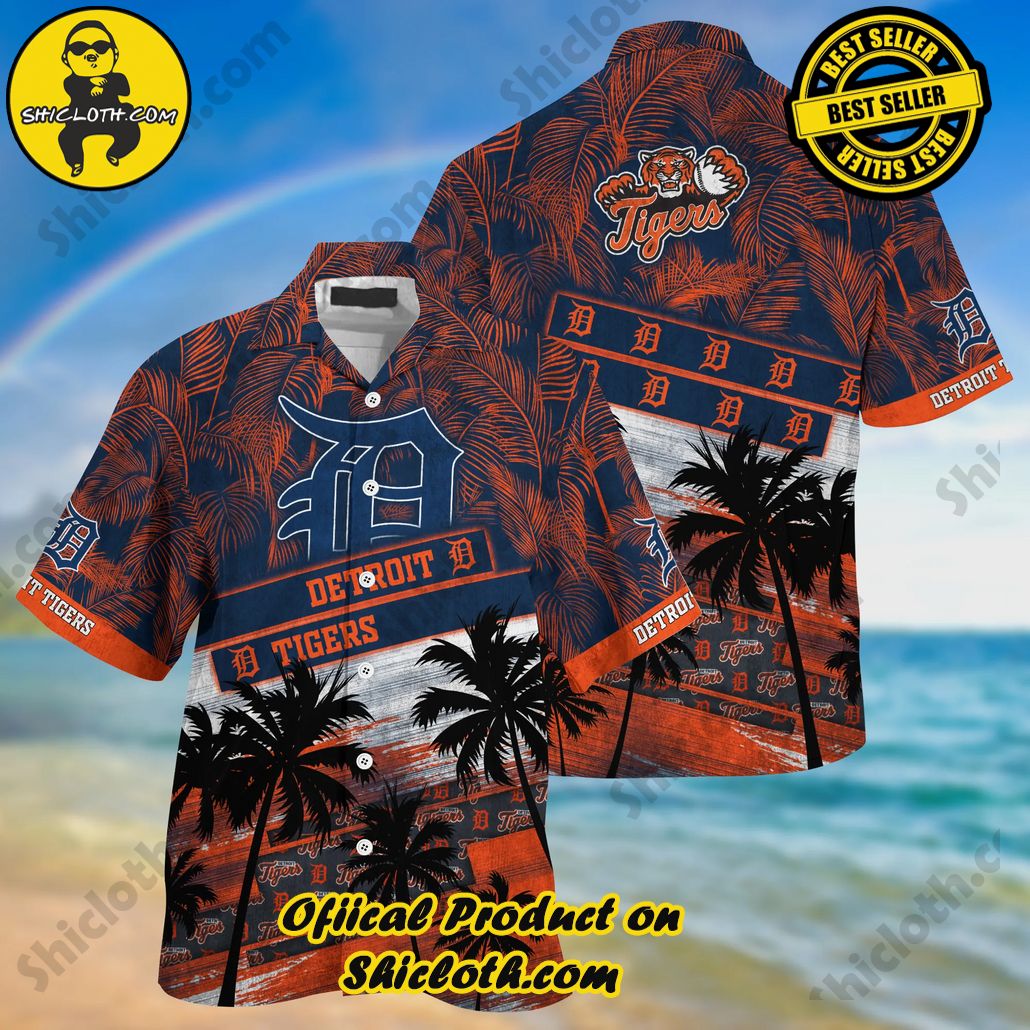 Detroit Tigers MLB Palm Tree Pattern Hawaii Shirt For Sports Fans Unisex Sport Hawaii Shirt