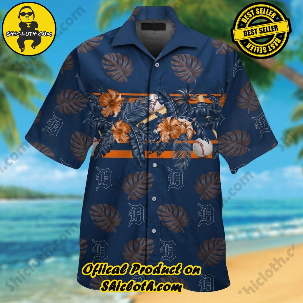 Detroit Tigers Short Sleeve Button Up Tropical Hawaiian Shirt VER01