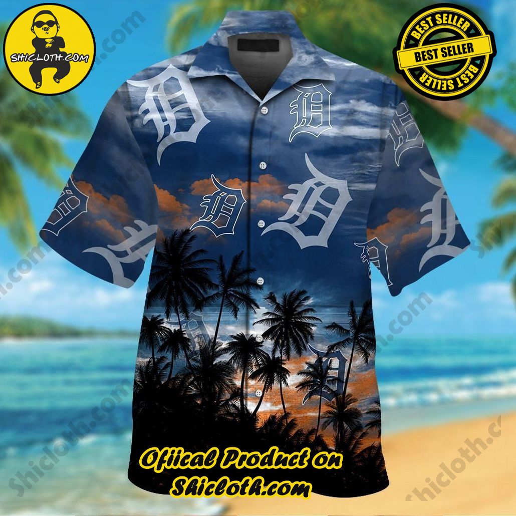 Detroit Tigers Short Sleeve Button Up Tropical Hawaiian Shirt VER02
