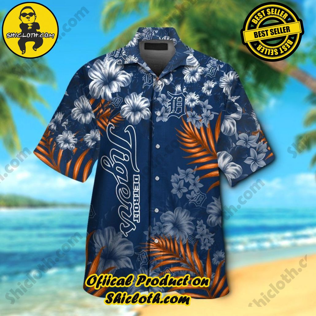 Detroit Tigers Short Sleeve Button Up Tropical Hawaiian Shirt VER03
