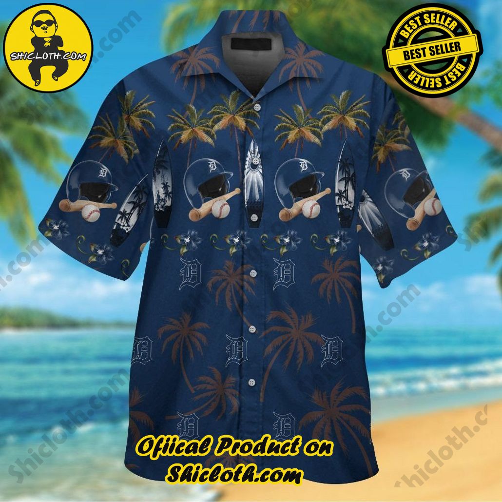 Detroit Tigers Short Sleeve Button Up Tropical Hawaiian Shirt VER04