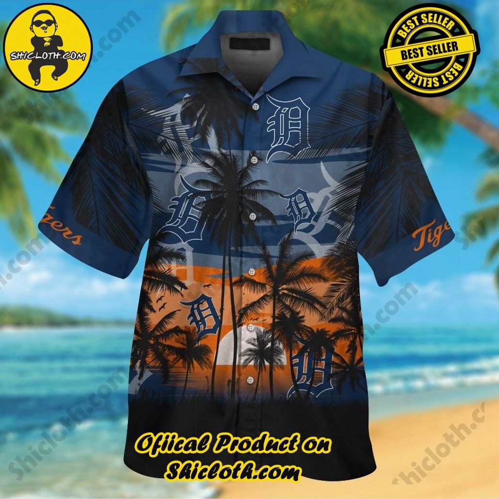 Detroit Tigers Short Sleeve Button Up Tropical Shirt Hawaiian Shirt