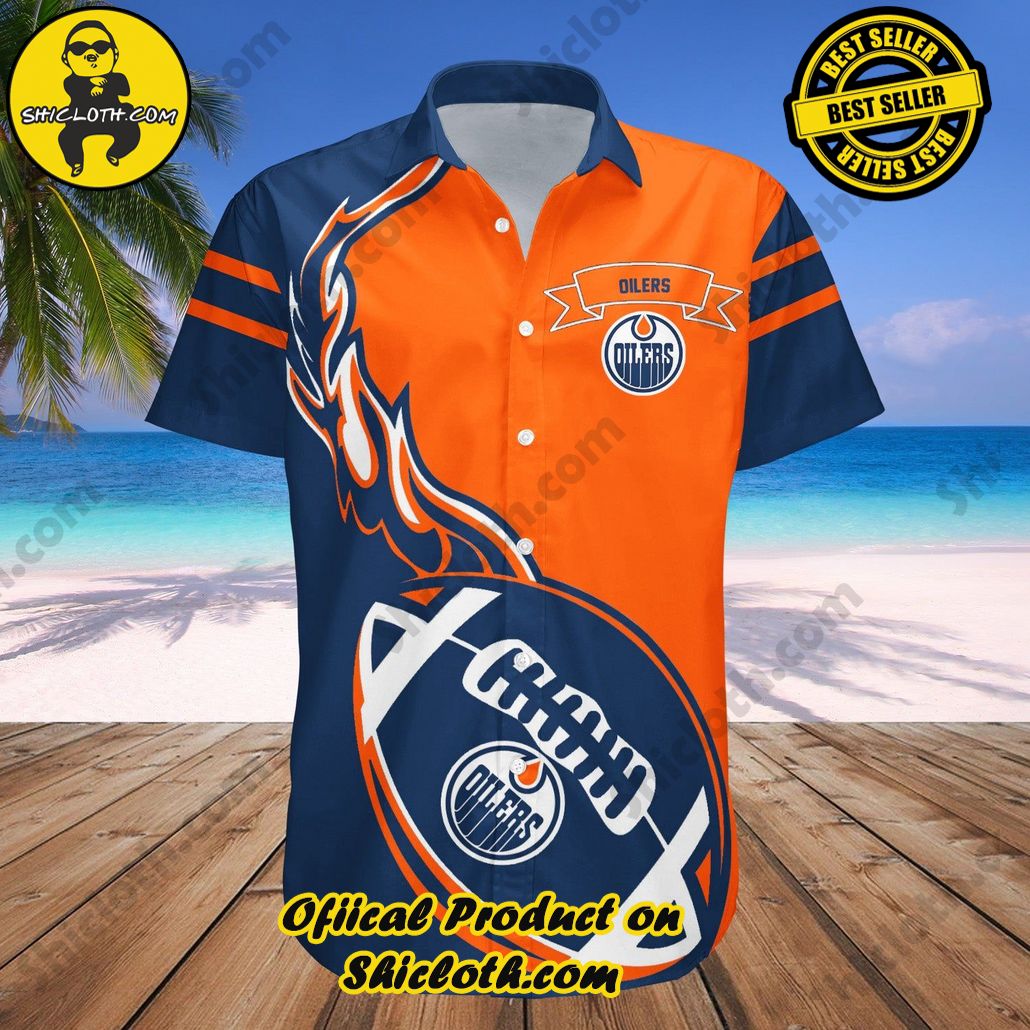 Edmonton Oilers Hawaii Shirt Flame Ball NHL