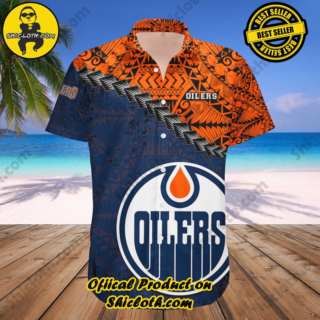 Edmonton Oilers Hawaii Shirt Grunge Polynesian Tattoo NHL