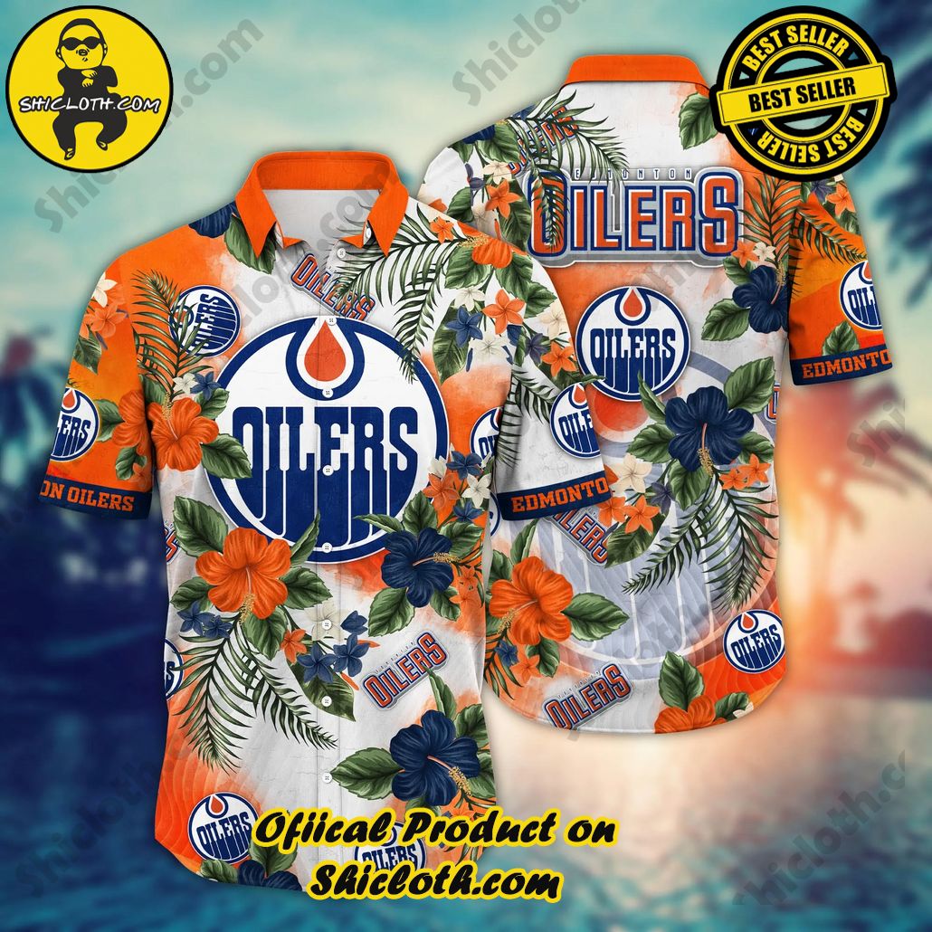 Edmonton Oilers NHL Hawaiian Shirt Tan Linestime Aloha Shirt