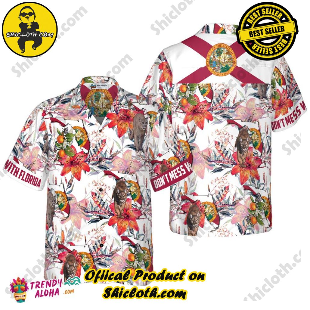 Florida Panther And Orange Blossom Hawaiian Shirt