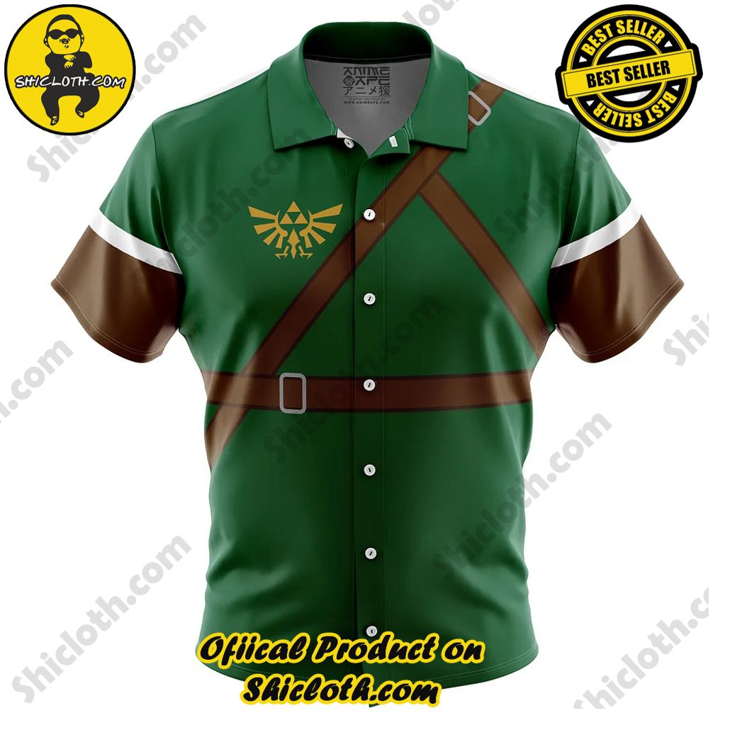 Link Legend of Zelda Button Up Hawaiian Shirt
