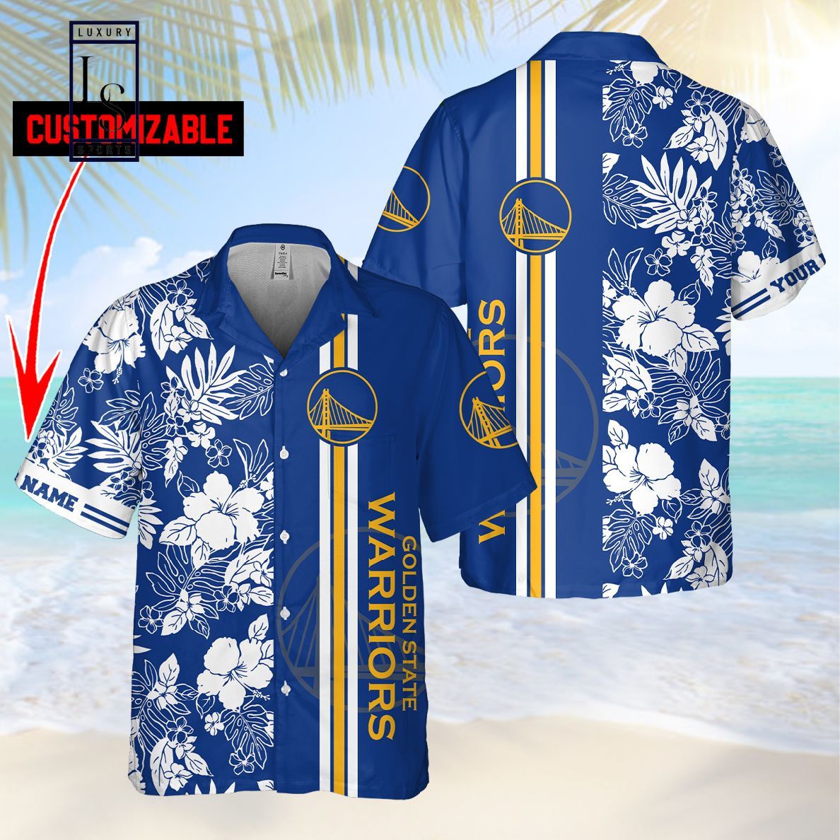 NBA Golden State Warriors Custom Name Tropical Flowers Trendy Hawaiian Shirt Aloha Shirt