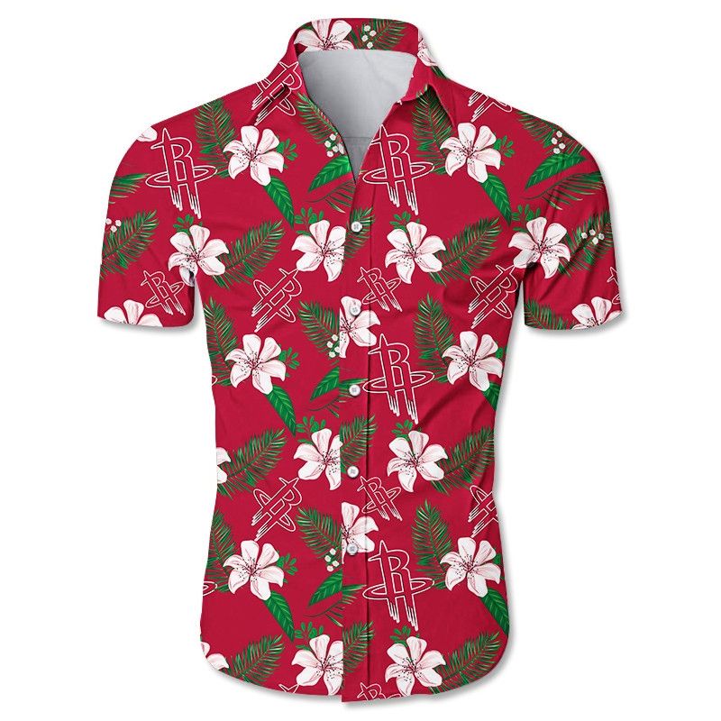 NBA Houston Rockets Tropical Flowers Trendy Hawaiian Shirt V2 Aloha Shirt