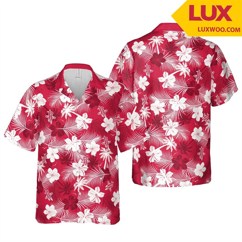 NBA Houston Rockets Tropical Flowers Trendy Hawaiian Shirt V4 Aloha Shirt