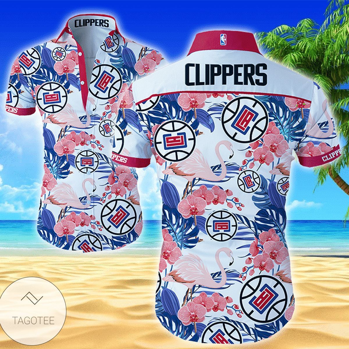 NBA Los Angeles Clippers Tropical Light Blue Flowers Trendy Hawaiian Shirt Aloha Shirt